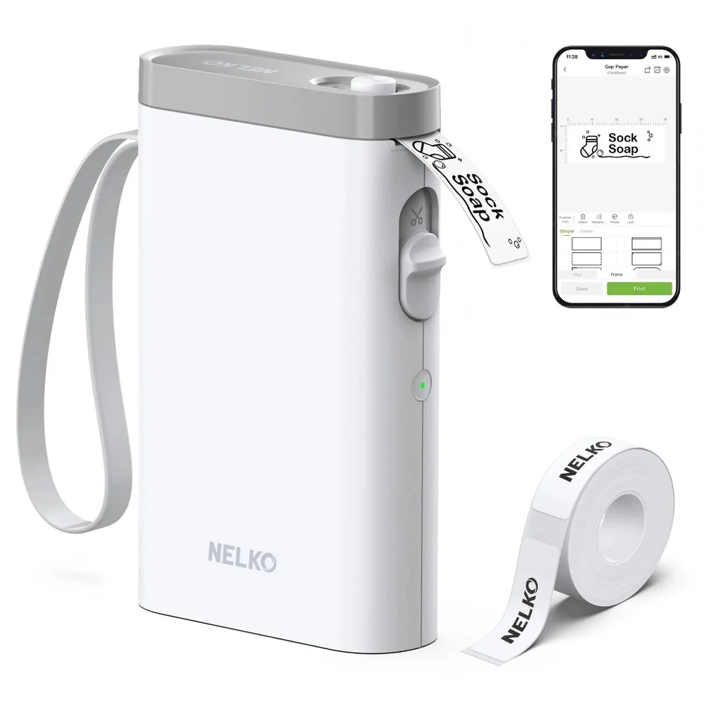 Nelko P21 Bluetooth Thermal Label Maker/Printer w/ case, labels